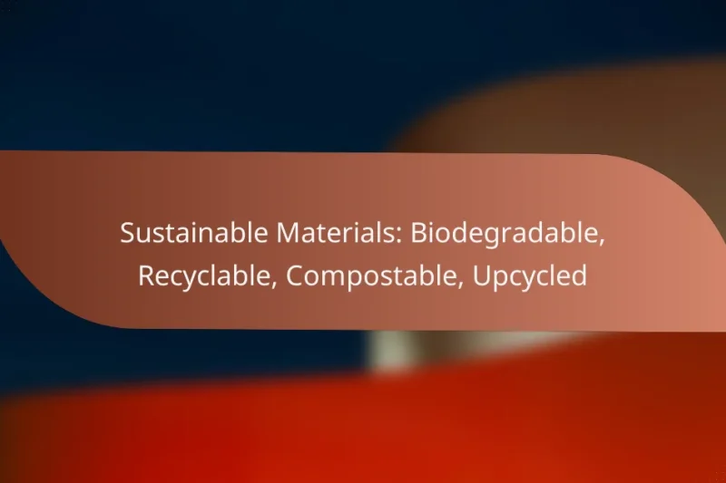 Sustainable Materials: Biodegradable, Recyclable, Compostable, Upcycled
